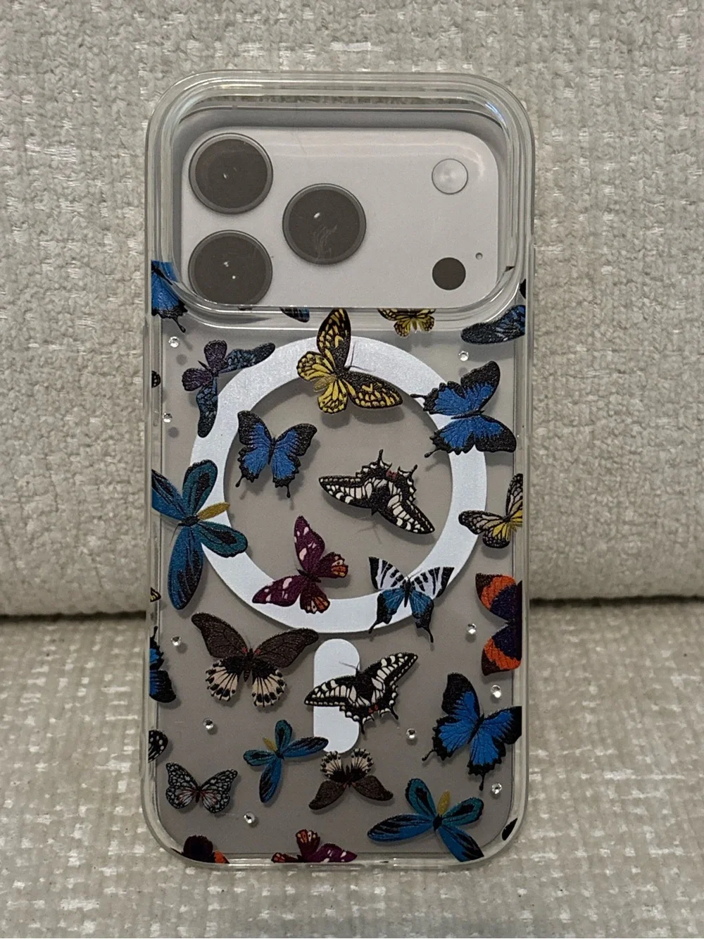 iPhone 17 Clear Butterfly Crystal Case